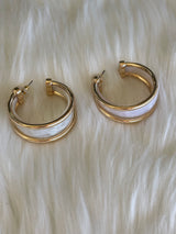 Gold & Pearly Acetate Large Hoop Earrings