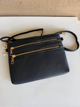 Wunderland Black Crossbody Purse w/Zipper Pockets