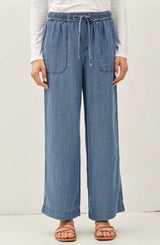 Medium Denim Wash Ultra Soft Drawstring Pants w/Pockets