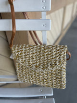 Gold Natural Straw Woven Envelope Clutch/Purse