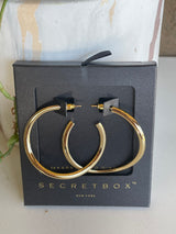 Secret Box 14K Gold Dipped Wavy Open Hoop Earrings