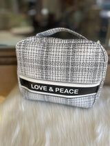 Love & Peace Black and White Cosmetic/Travel Bag