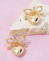 Gold Bow & Heart Earrings