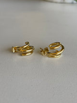 Triple Loop Gold Post Small Hoop Earrings