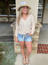 Mellow Yellow Boho V-Neck Front Knot Top