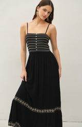 Cozumel Black Tank Maxi Dress w/Pockets, Smocked Bodice & Adjustable Straps