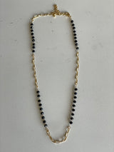 Dainty Black Bead & Gold Necklace