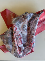 Red Bandana Print Square Silk Scarf