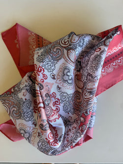 Red Bandana Print Square Silk Scarf