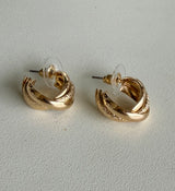 Sparkly Gold Twisted Small Open Hoop Earrings