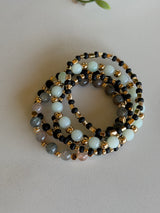 Black, Gold & Pastels Set of 5 Stretch Beaded Bracelets