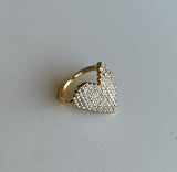 Rhinestone Heart Shape Gold Ring