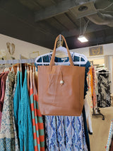 Milk Chocolate Carry All Genuine Leather Bag Made in Italy by The Bonilla Brand