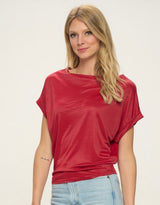Cherry Red Short Sleeve Blouse