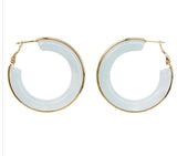 Gold & Teal Resin Hoop Earrings