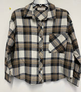 American Cowboy Brown, Blue & Cream Flannel Top