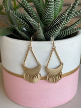 Gold Triangle Half Moon Drop Chandelier Earrings