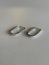 Silver Rhinestone Bling Huggie Hoop Earrings