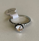 Antique Silver Ring w/Crystal Stone - Size 7