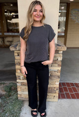 Black Wide Leg Mid Rise Jeans by Just USA