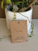 Sideways Double Crosses 18K Gold Dipped Necklace