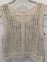White & Blue Crochet Knit Tank Top
