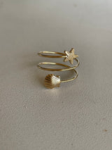 Star & Seashell Gold Wrap Ring