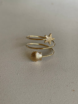 Star & Seashell Gold Wrap Ring
