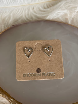 Sweetheart Rhodium Plated Post Earrings