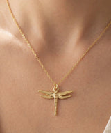Made for the Sky 18K Gold Dipped Dragonfly Charm Necklace