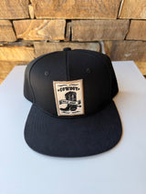Wild West Cowboy Black Western Flat Bill Cap w/Adjustable Snap