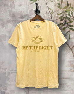Be The Light Sunshine Mineral Washed Yellow Graphic Tee