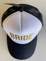 Bride Black & White Trucker Hat - Adjustable Snap Closure