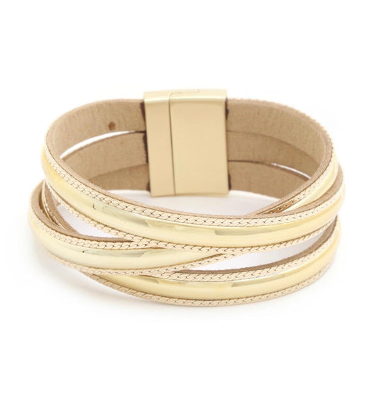 Gold Metallic Wrap Magnetic Closure Cuff Bracelet