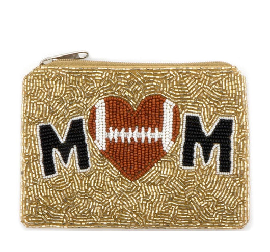 Football Mom Gold Sparkly Zipper Pouch