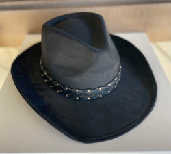 Lainey Black Cowgirl Hat w/Black Braided Band