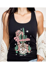 Nashville Music City Black Racerback Graphic Tank