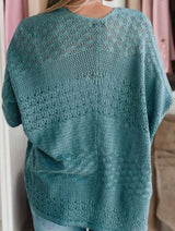 Lapis Mix Pattern Open Knit Cardigan Sweater