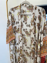 Luxe Yellow & Orange Paisley Print Long OS Kimono Top