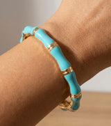 Turquoise & Gold Wavy Bangle w/Hinge Bracelet