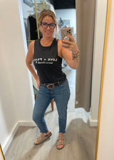 Love + Peace Social Butterfly Black Heather Muscle Tank