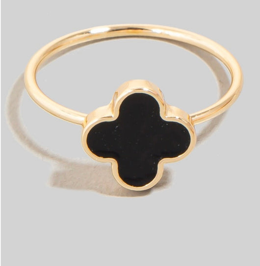 Gold & Black Epoxy Clover Ring