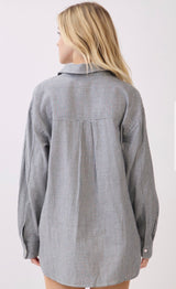 Black & White Stripe Button Down Long Sleeve Top