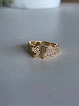 14K Gold Plated Premium CZ Butterfly Adjustable Ring