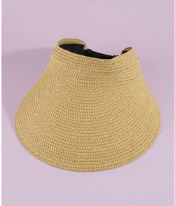 Ivory Straw Visor Sunhat w/Adjustable Fit