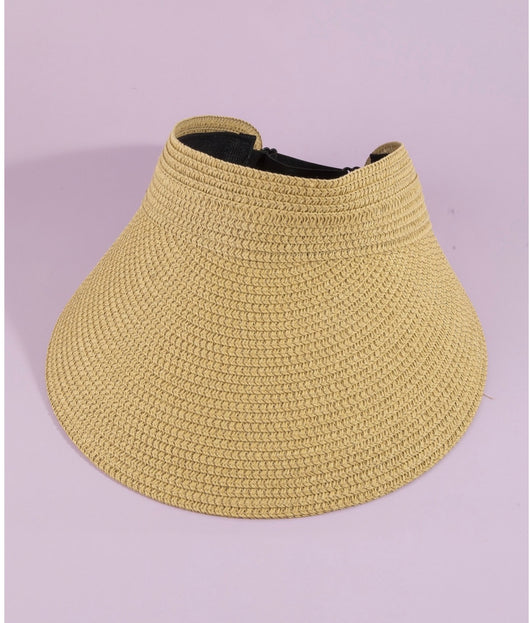 Ivory Straw Visor Sunhat w/Adjustable Fit