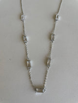 Silver & Rectangle Crystal Stone Necklace