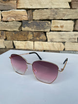 Uptown Girl Gold Rhinestone & Black Frame Sunglasses w/Sunset Lenses