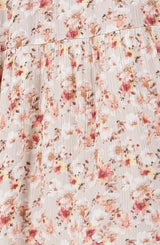 Ella Pink & Sand Flower Print Tiered Flowy Dress w/Spaghetti Straps