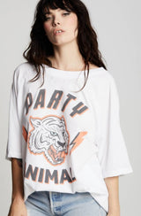 Party Animal OS Burnout Vintage White Graphic Tee
